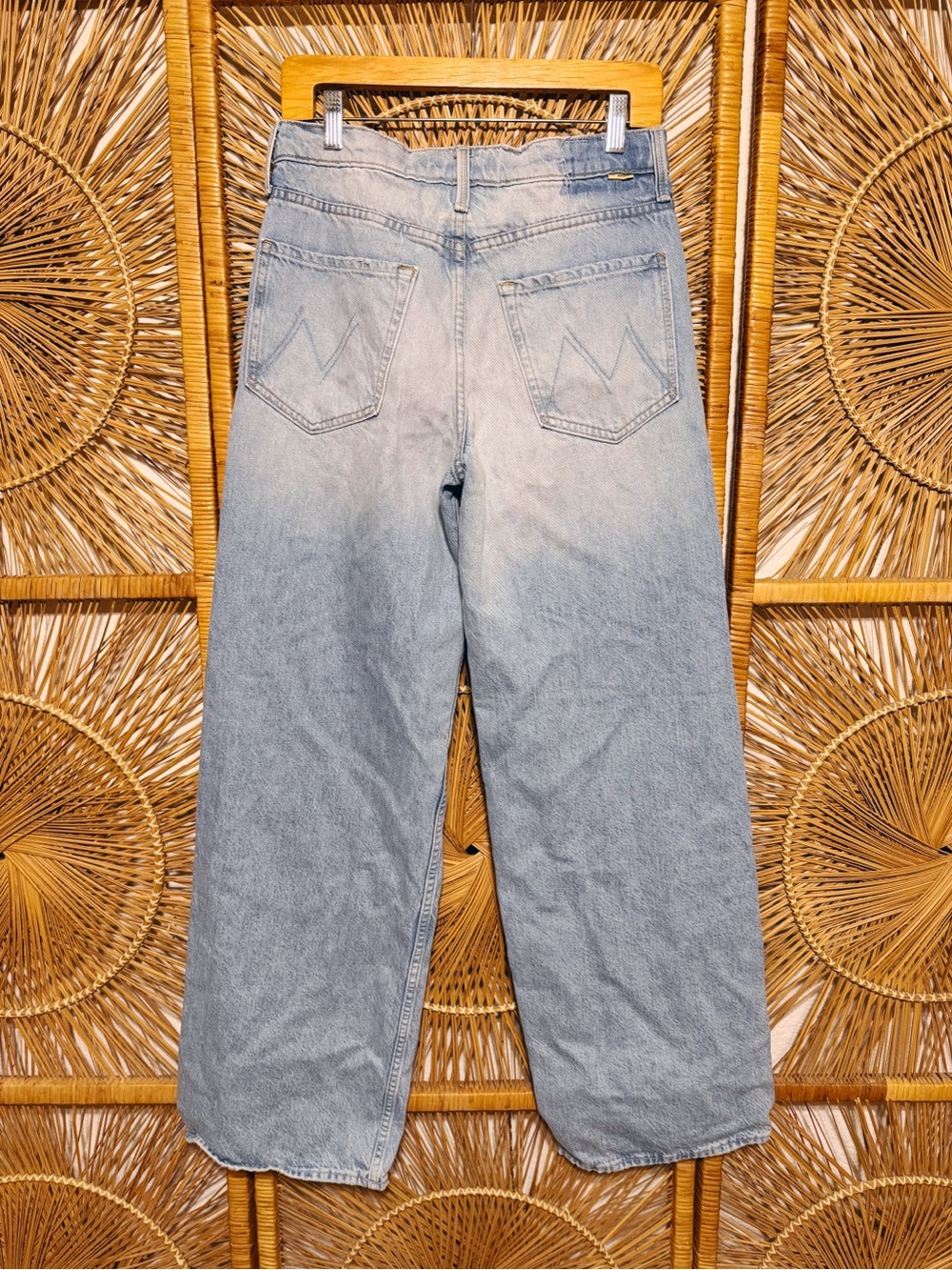 MOTHER Light Blue Distressed Wide-Leg Jeans - Picture 7 of 11